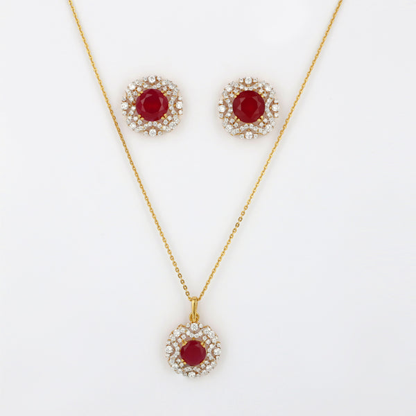 Round Ruby locket set