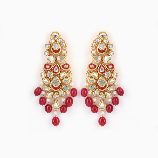 Kundan Ruby Drop Earrings