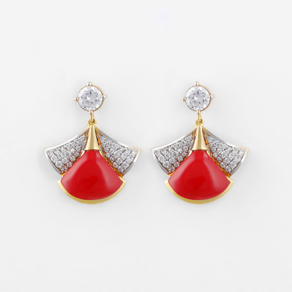 Red orange drop earrings